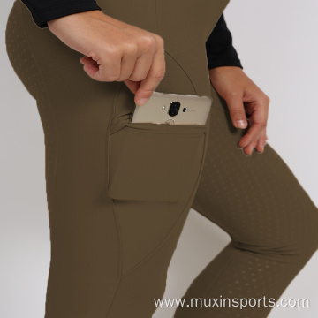 Brown Full Seat Silicone Woman Equestrian Breeches Tights